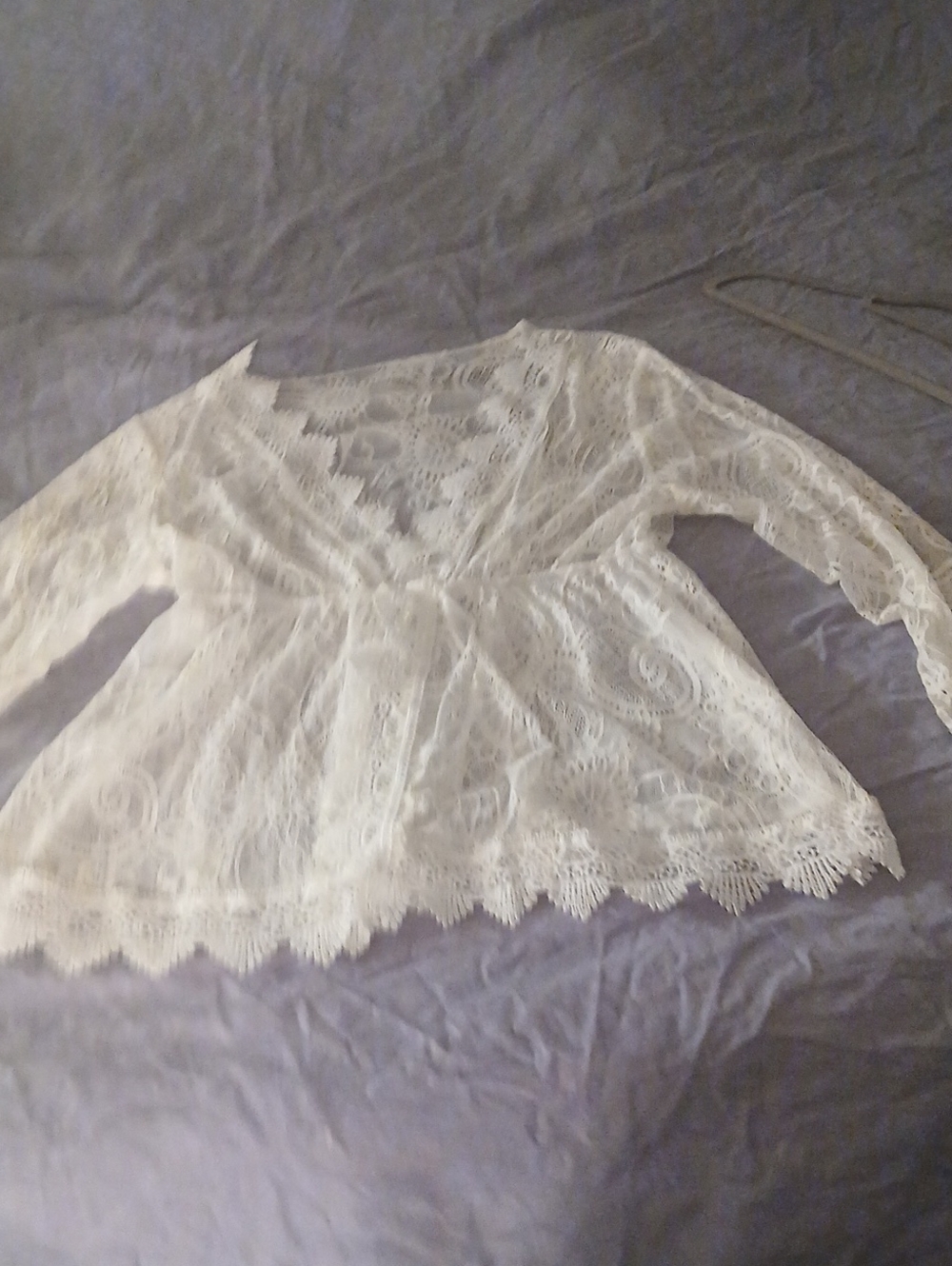 Women's White Lace Peplum Top